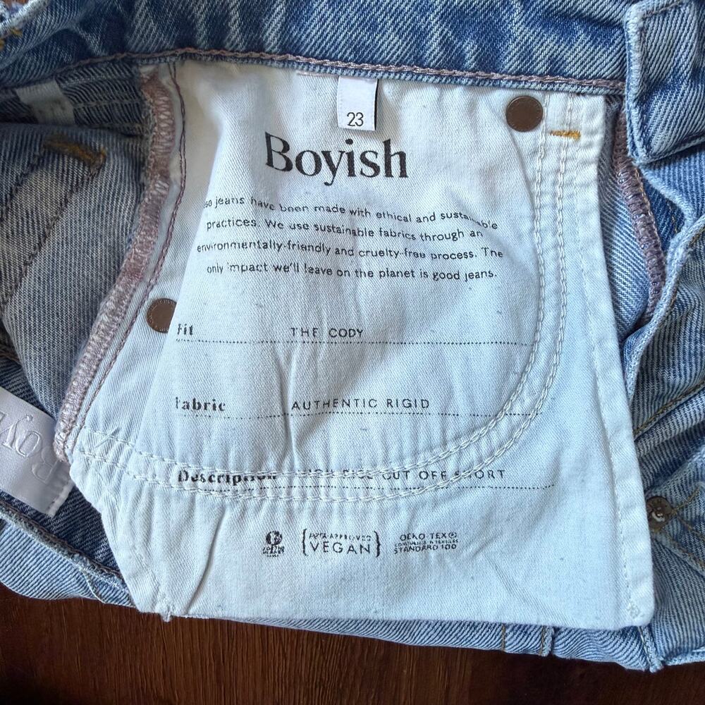 Boyish The Cody High Rise Cut Off Denim Shorts Sz 23 Button Fly Casual Festival - Picture 7 of 7